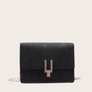 Geometric black matte marble crossbody bag